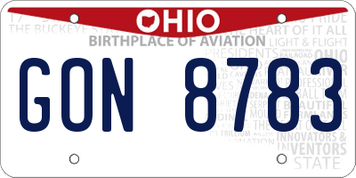 OH license plate GON8783