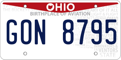 OH license plate GON8795