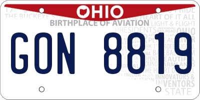 OH license plate GON8819