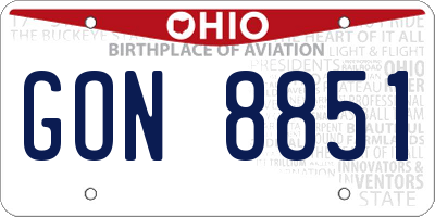 OH license plate GON8851