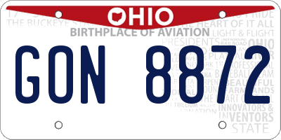 OH license plate GON8872