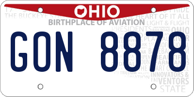 OH license plate GON8878
