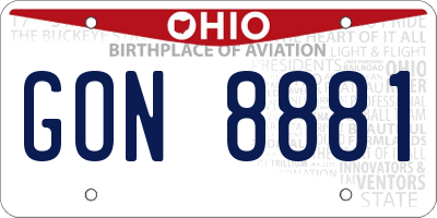 OH license plate GON8881