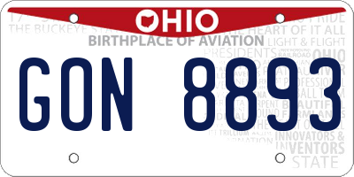 OH license plate GON8893