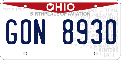 OH license plate GON8930