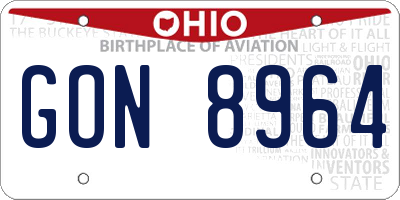 OH license plate GON8964