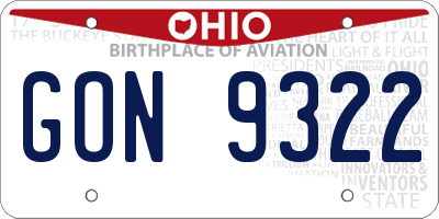 OH license plate GON9322