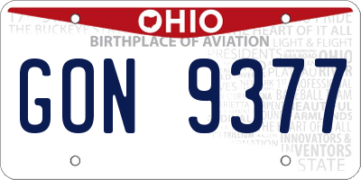 OH license plate GON9377