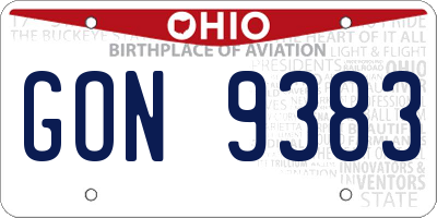 OH license plate GON9383