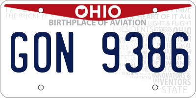 OH license plate GON9386