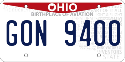 OH license plate GON9400