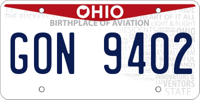 OH license plate GON9402