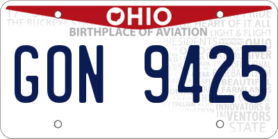 OH license plate GON9425
