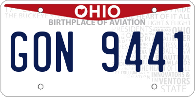 OH license plate GON9441