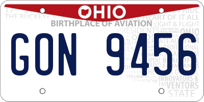 OH license plate GON9456
