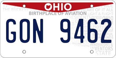 OH license plate GON9462