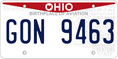 OH license plate GON9463