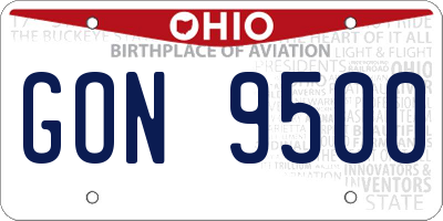 OH license plate GON9500