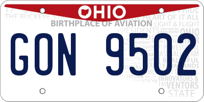 OH license plate GON9502
