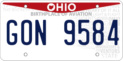OH license plate GON9584