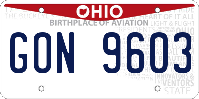 OH license plate GON9603