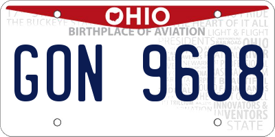 OH license plate GON9608