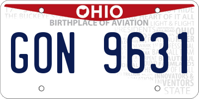 OH license plate GON9631