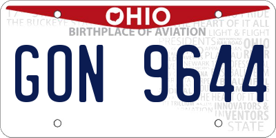 OH license plate GON9644