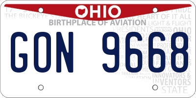 OH license plate GON9668