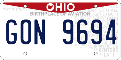 OH license plate GON9694