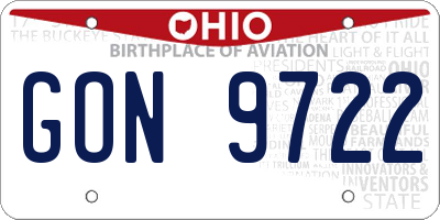 OH license plate GON9722