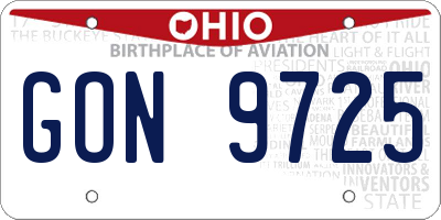 OH license plate GON9725