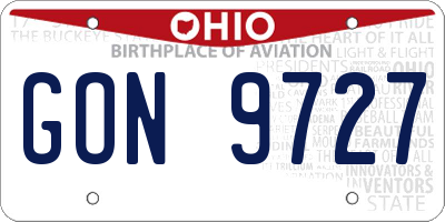 OH license plate GON9727