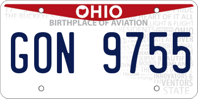 OH license plate GON9755