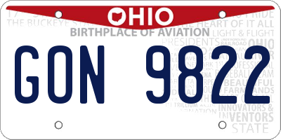 OH license plate GON9822