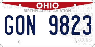 OH license plate GON9823