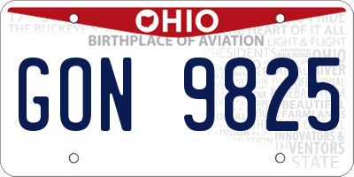 OH license plate GON9825