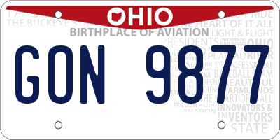 OH license plate GON9877