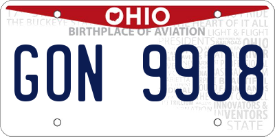 OH license plate GON9908