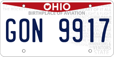 OH license plate GON9917