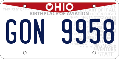 OH license plate GON9958