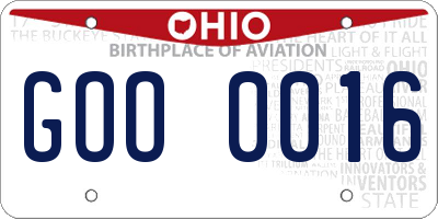 OH license plate GOO0016