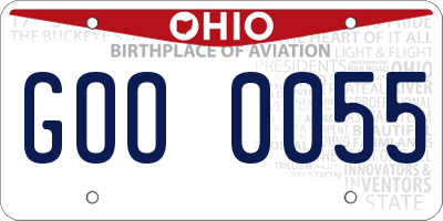 OH license plate GOO0055