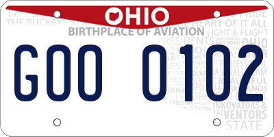 OH license plate GOO0102