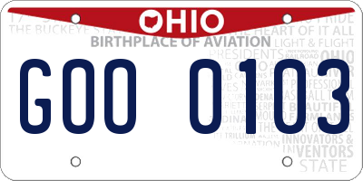 OH license plate GOO0103