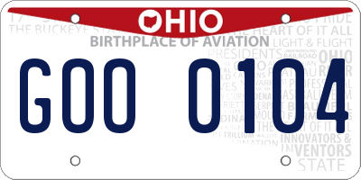 OH license plate GOO0104