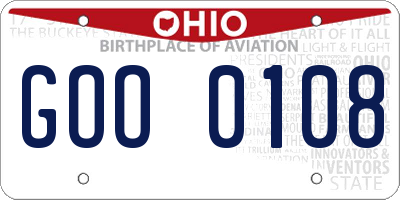 OH license plate GOO0108