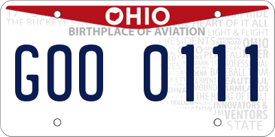 OH license plate GOO0111