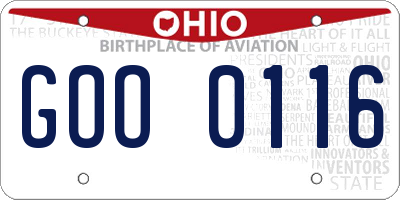 OH license plate GOO0116