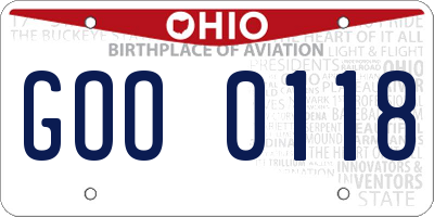 OH license plate GOO0118
